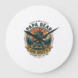 Grande Horloge Ronde Chemise de papa ours en service pour la fête des p