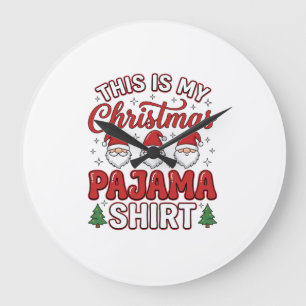 Grande Horloge Ronde Chemise de pyjama de Noël Gnome décoration de fête