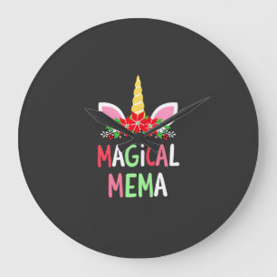 Grande Horloge Ronde Chemise de pyjama de Noël Magical Mema Licorne