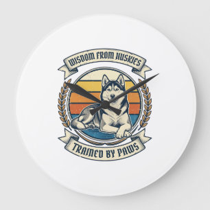 Grande Horloge Ronde Chemise de sagesse Husky Gravure vintage Conceptio