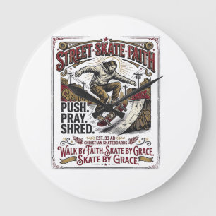 Grande Horloge Ronde Chemise de skate longboard Jésus chrétien