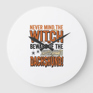 Grande Horloge Ronde Chemise de sorcière d'Halloween Méfiez-vous du tec