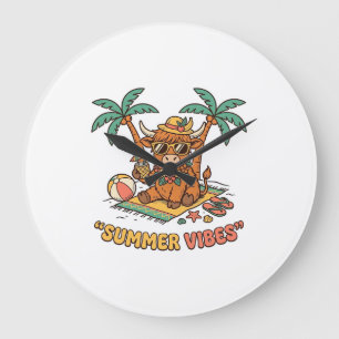 Grande Horloge Ronde Chemise de vacances sur la plage de vache des High
