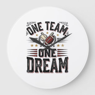 Grande Horloge Ronde Chemise d'équipe sportive vintage One Team One Dre