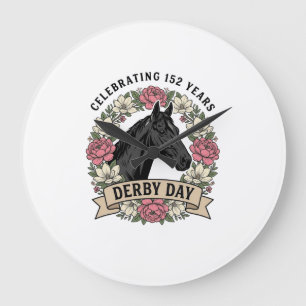 Grande Horloge Ronde Chemise Fleurie Vintage pour le Jour du Derby de C