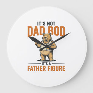 Grande Horloge Ronde Chemise Fun Body Papa Figure Ours Bière_1
