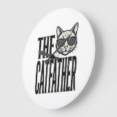Grande Horloge Ronde Chemise graphique de citation de chat vintage Funn (Angle)