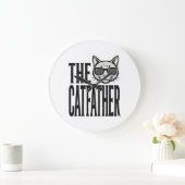 Grande Horloge Ronde Chemise graphique de citation de chat vintage Funn (Maison)