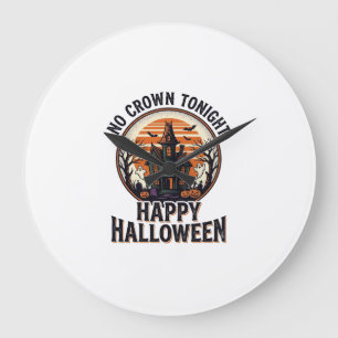 Grande Horloge Ronde Chemise Halloween ensorcelée avec l'art de manoir