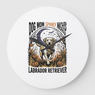 Grande Horloge Ronde Chemise Halloween Labrador Vintage Graphique Maman