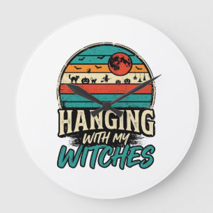 Grande Horloge Ronde Chemise Halloween vintage pour traîner avec mes so