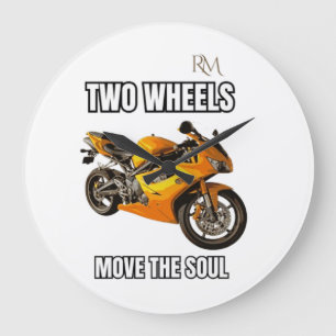 Grande Horloge Ronde Chemise moto Deux Roues Émeuvent l'Âme Motard