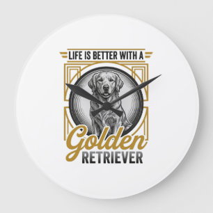 Grande Horloge Ronde Chemise pour amateur de chien avec gravure vintage