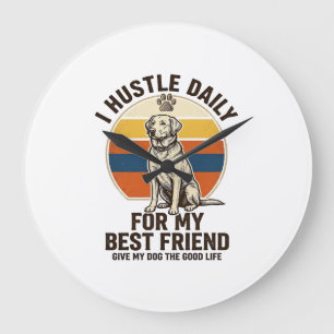 Grande Horloge Ronde Chemise pour amateur de chien Gravure vintage Trav