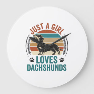 Grande Horloge Ronde Chemise pour amateur de teckel Graphique de chien