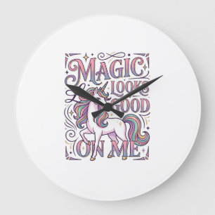 Grande Horloge Ronde Chemise Tendance Graphique Licorne Magique Me Va B