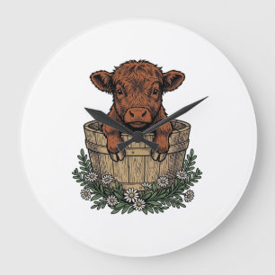 Grande Horloge Ronde Chemise veau highland vintage art seau de margueri