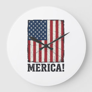 Grande Horloge Ronde Chemise vectorielle patriotique drapeau Merica en 