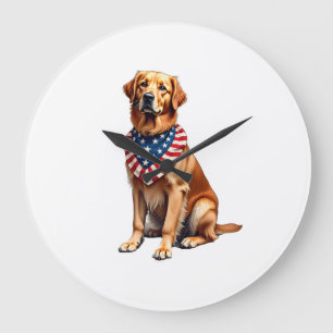 Grande Horloge Ronde Chemise Vintage Classique Patriotique Golden Retri
