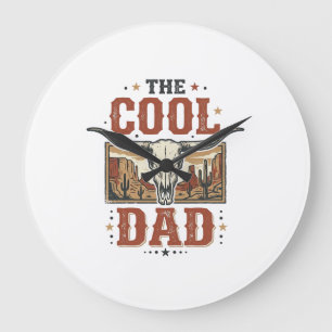 Grande Horloge Ronde Chemise Vintage Cool Dad Western Longhorn Skull De
