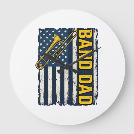 Grande Horloge Ronde Chemise vintage drapeau américain trombone papa gr (Recto)