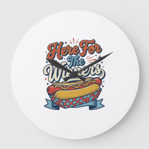 Grande Horloge Ronde Chemise vintage hot dog Here For The Wieners_1
