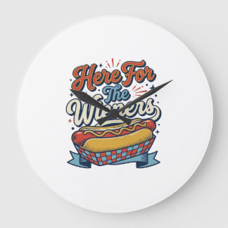 Grande Horloge Ronde Chemise vintage hot dog Here For The Wieners_1