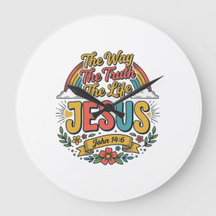 Grande Horloge Ronde Chemise Vintage Jésus le chemin la vérité la vie