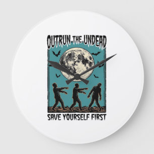Grande Horloge Ronde Chemise Zombie Chase Vintage Évasion Graphique des