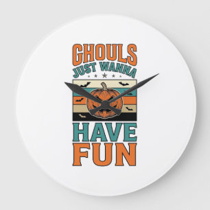 Grande Horloge Ronde Chemises Halloween Les Ghouls Anciens Veulent S'am