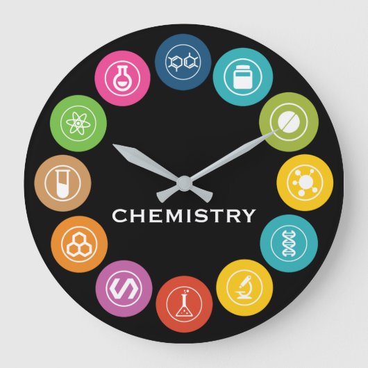 Grande Horloge Ronde Chemistry Teacher Symbols Black (Recto)