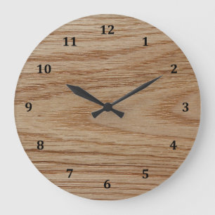 Grande Horloge Ronde Chêne Graisse de bois Look