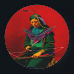 Grande Horloge Ronde Cherokee Native American Pop Art<br><div class="desc">Les Cherokee étaient une tribu amérindienne indigène du sud-ouest des États-Unis.</div>