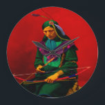 Grande Horloge Ronde Cherokee Native American Pop Art<br><div class="desc">Les Cherokee étaient une tribu amérindienne indigène du sud-ouest des États-Unis.</div>