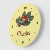 Grande Horloge Ronde Cherries Botanical Clock Kitchen (Angle)
