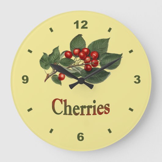 Grande Horloge Ronde Cherries Botanical Clock Kitchen (Recto)