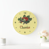 Grande Horloge Ronde Cherries Botanical Clock Kitchen (Maison)