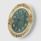 Grande Horloge Ronde Cherubs d'or et Jade (Angle)