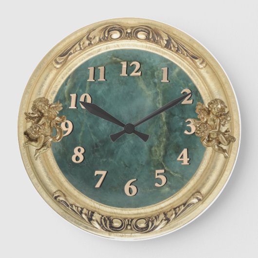 Grande Horloge Ronde Cherubs d'or et Jade (Recto)