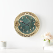 Grande Horloge Ronde Cherubs d'or et Jade (Maison)