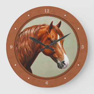 Grande Horloge Ronde Chestnut Morgan Horse Rousty Rouge