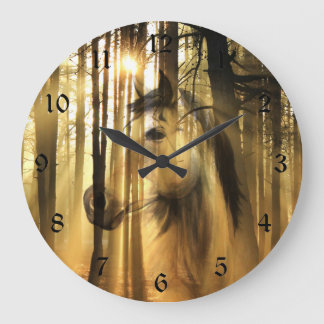 Grande Horloge Ronde Cheval de forêt ensoleillé