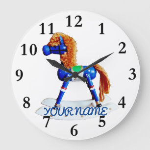 Grande Horloge Ronde Cheval de Hobby avec nom