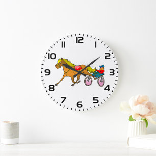 Grande Horloge Ronde Cheval de trot et conducteur