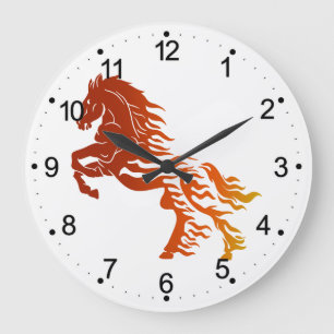 Grande Horloge Ronde Cheval flamboyant - Choisir la couleur arrière - p