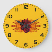 Grande Horloge Ronde Cheval rouge fière avec flammes (Recto)