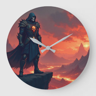 Grande Horloge Ronde Chevalier noir de la flamme