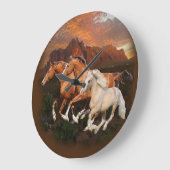 Grande Horloge Ronde Chevaux sauvages (Angle)