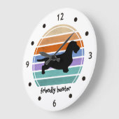Grande Horloge Ronde Cheveux longs Dachshund - Silhouette 1 (Angle)