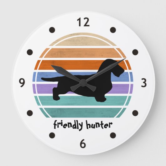 Grande Horloge Ronde Cheveux longs Dachshund - Silhouette 1 (Recto)